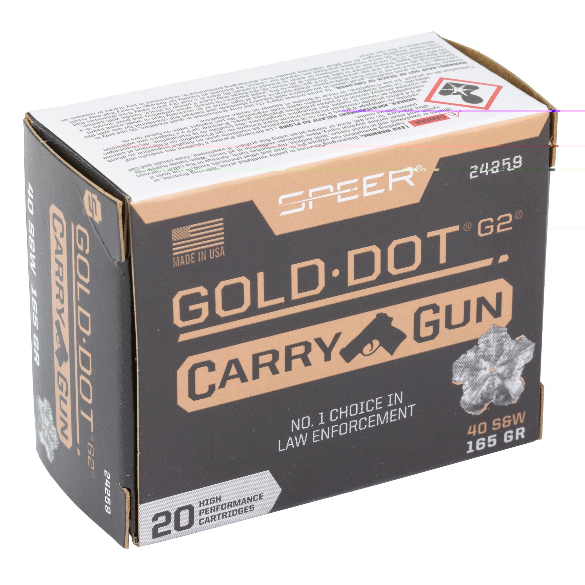 Spr Gld Dot Carry Gun 40s&w 165gr Hp