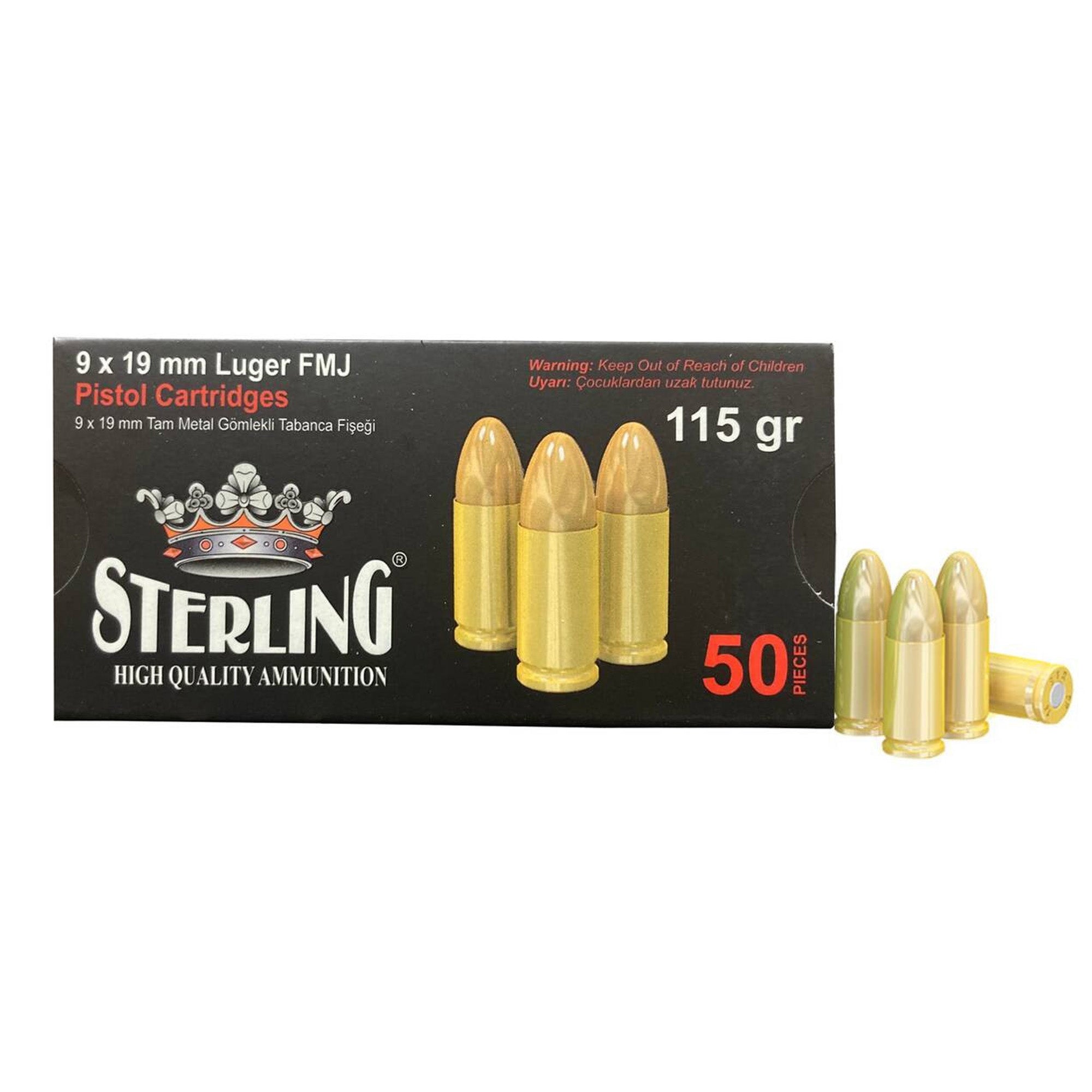 Sterling 9mm 115gr Fmj Brass 50/1000