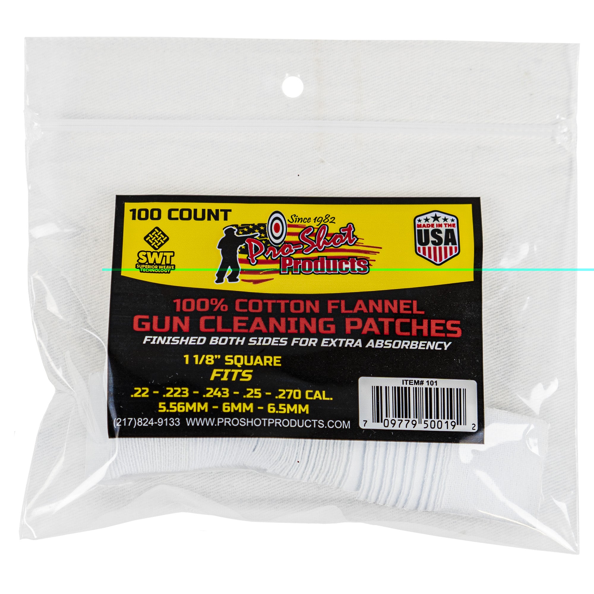 Pro-shot Patch .22-.270cal 100ct