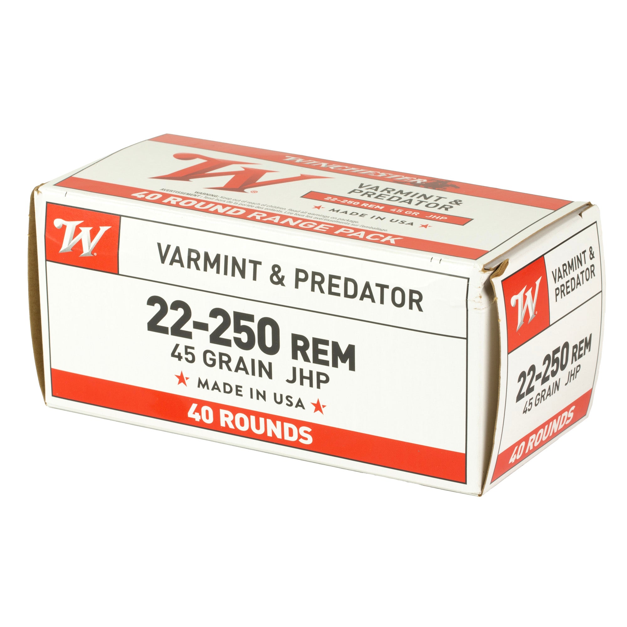 Win Usa 22-250 Rem 45gr Jhp 40/400