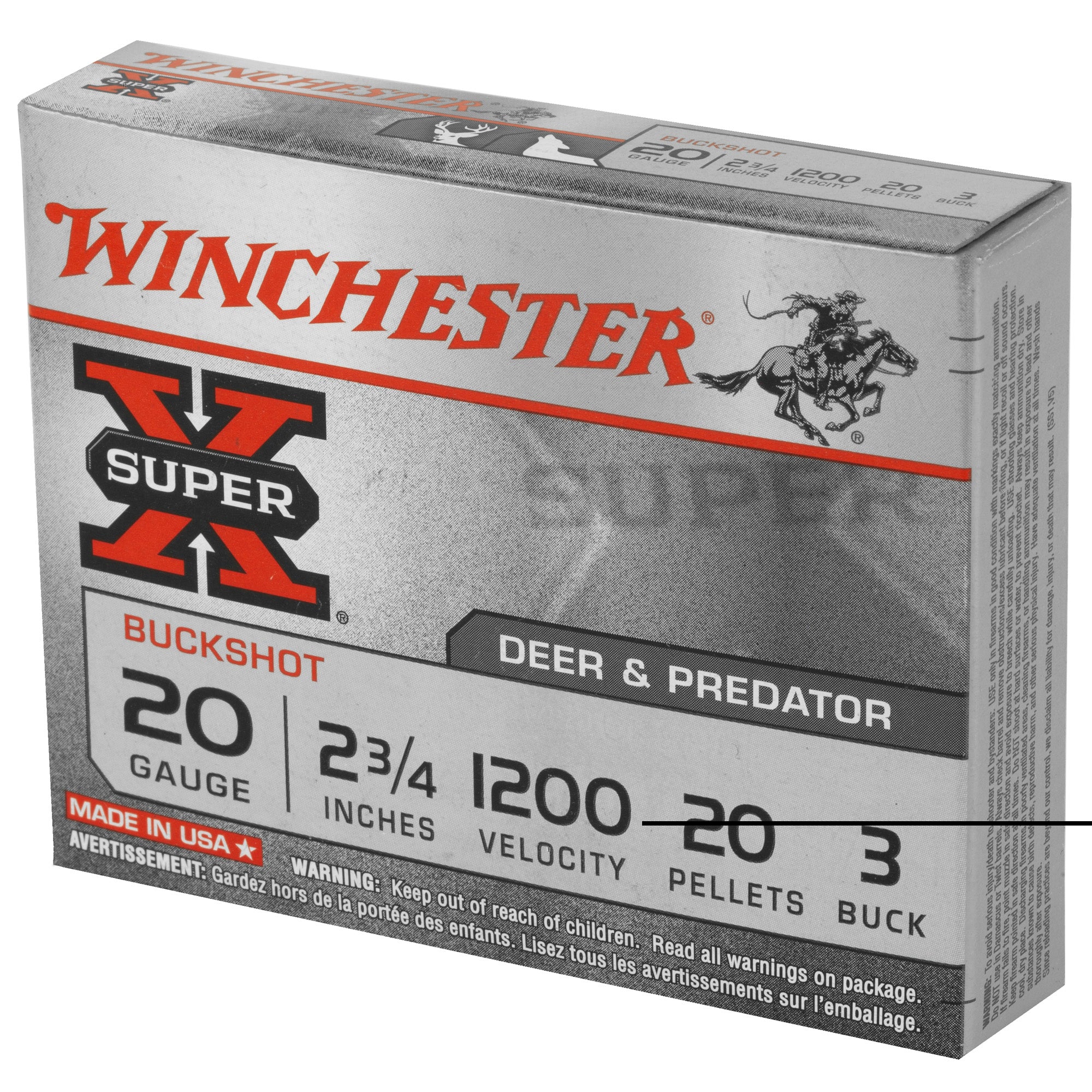 Win Superx 20ga 2.75 #3bk 20pl 5/250