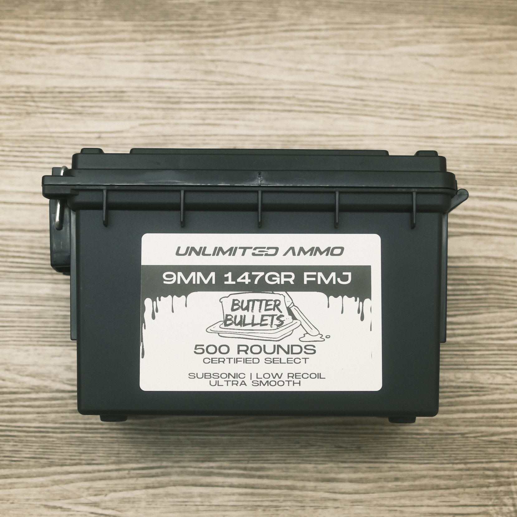 9mm "BUTTER BULLETS" 147gr FMJ 500/rd Ammo Can