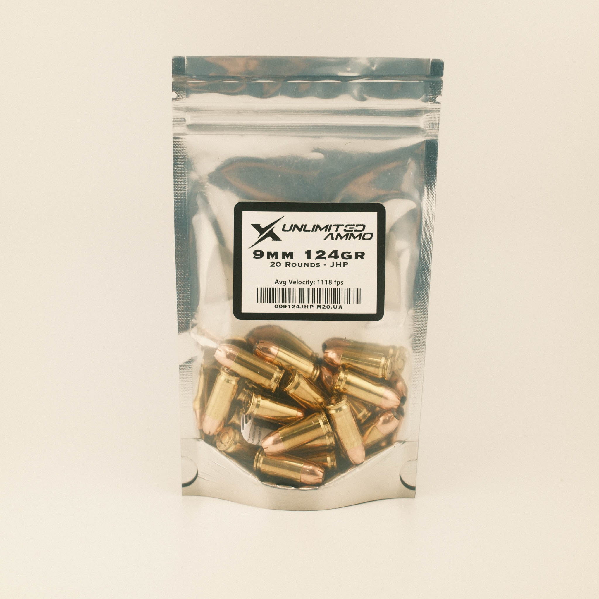 9MM 124GR JHP 200 Rounds (10x 20/rd Bags)