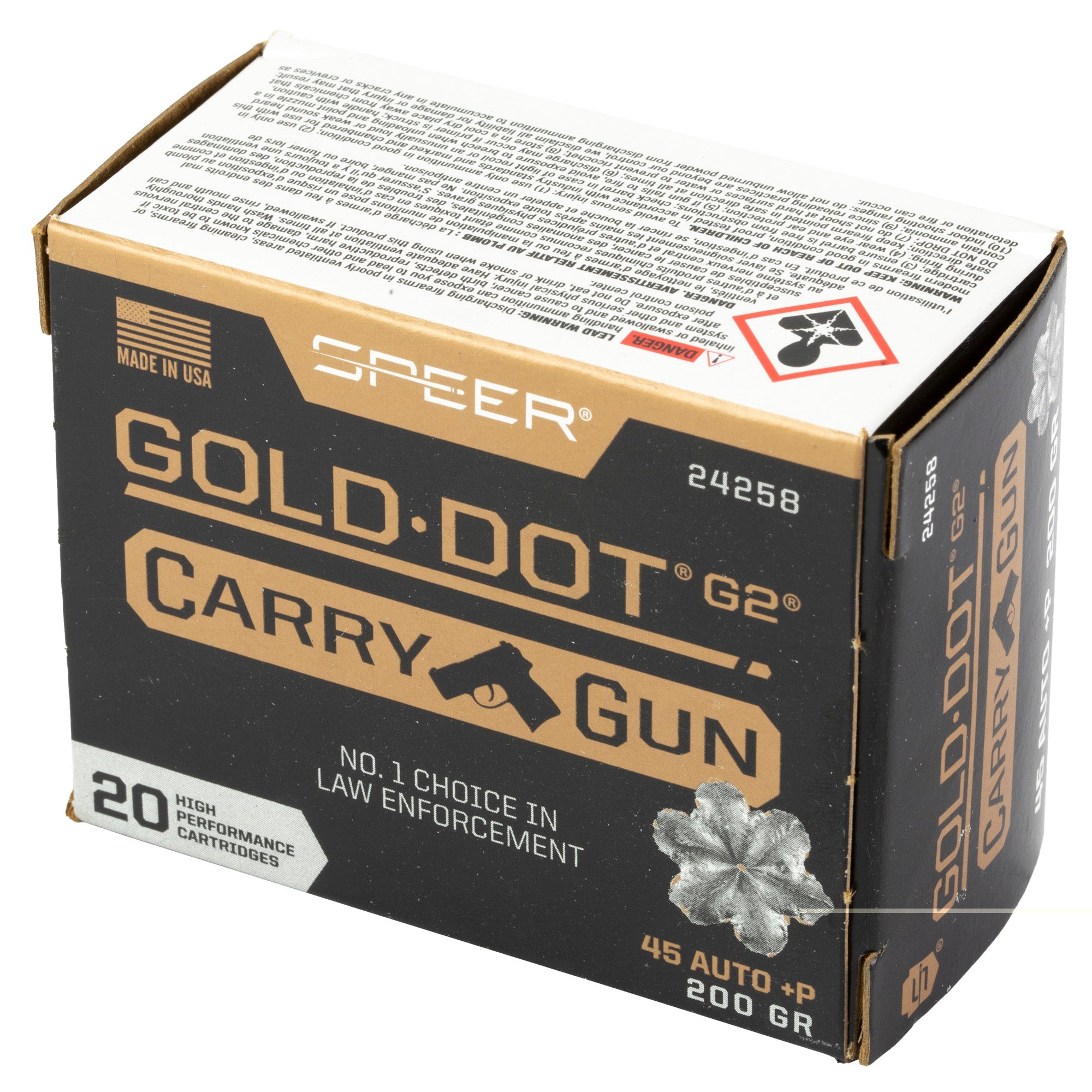Spr Gld Dt Carry Gun 45auto +p 200gr