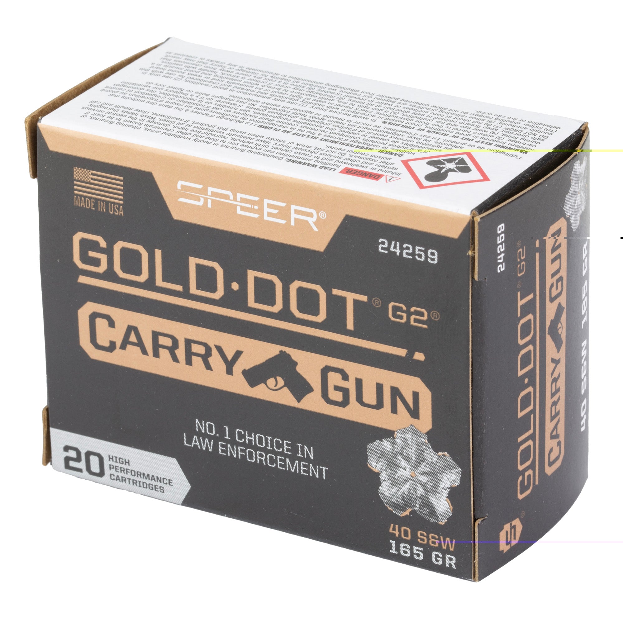 Spr Gld Dot Carry Gun 40s&w 165gr Hp