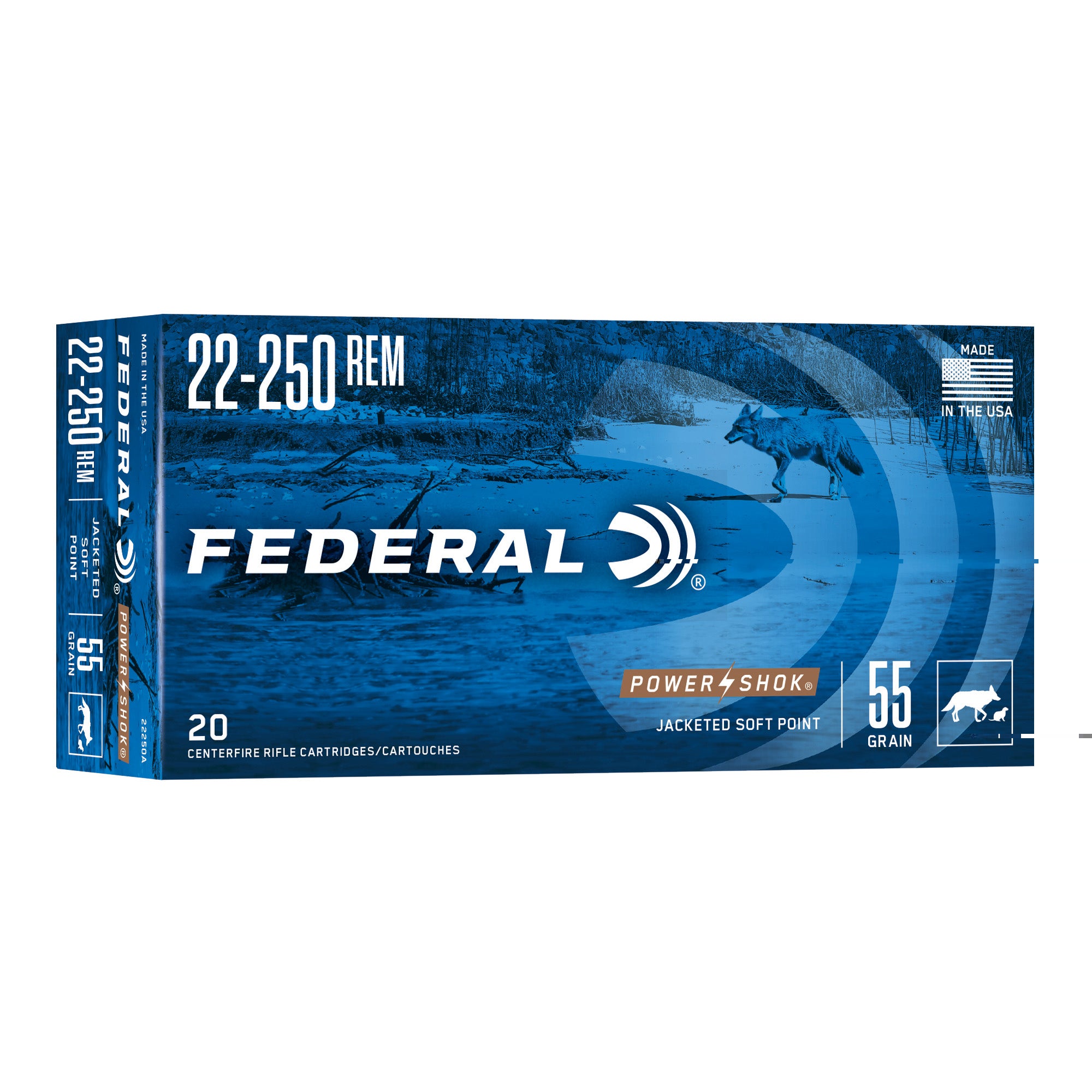 Fed Pwrshk 22-250rem 55gr Sp 20/200