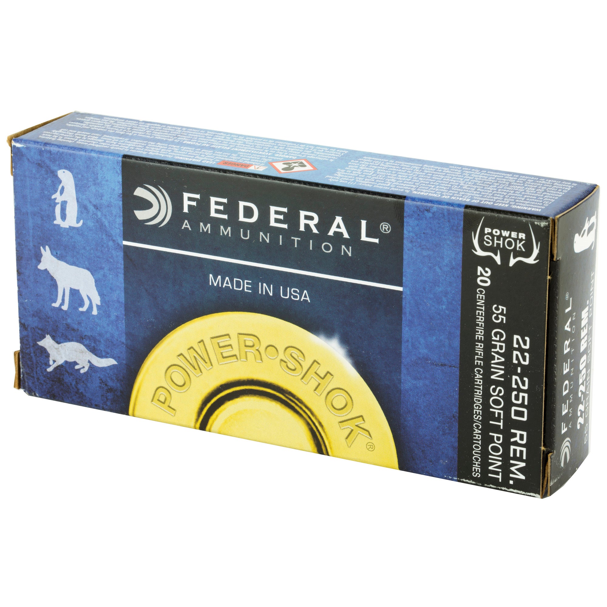 Fed Pwrshk 22-250rem 55gr Sp 20/200