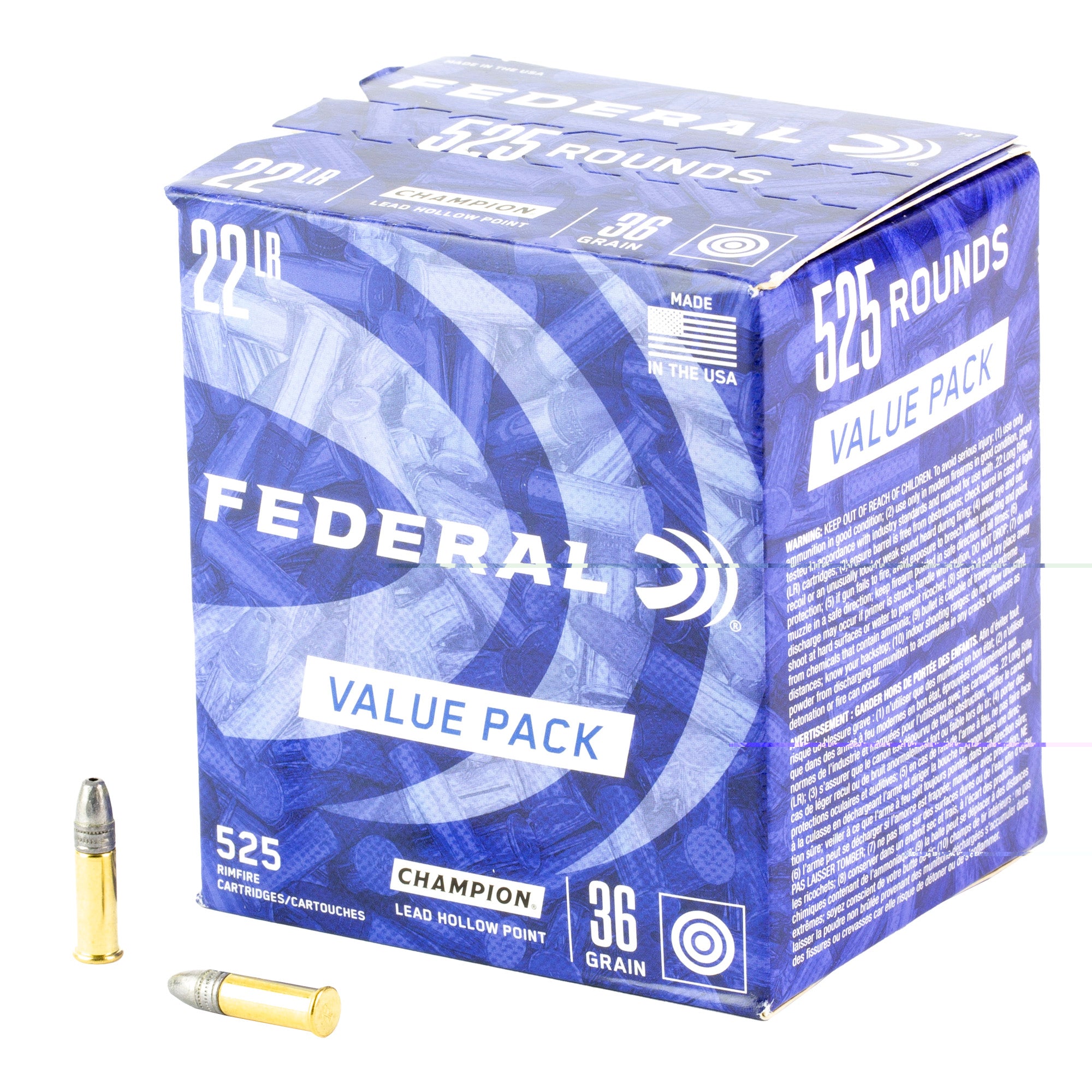 Fed 22lr 36grn Lead Hp 525 Ct