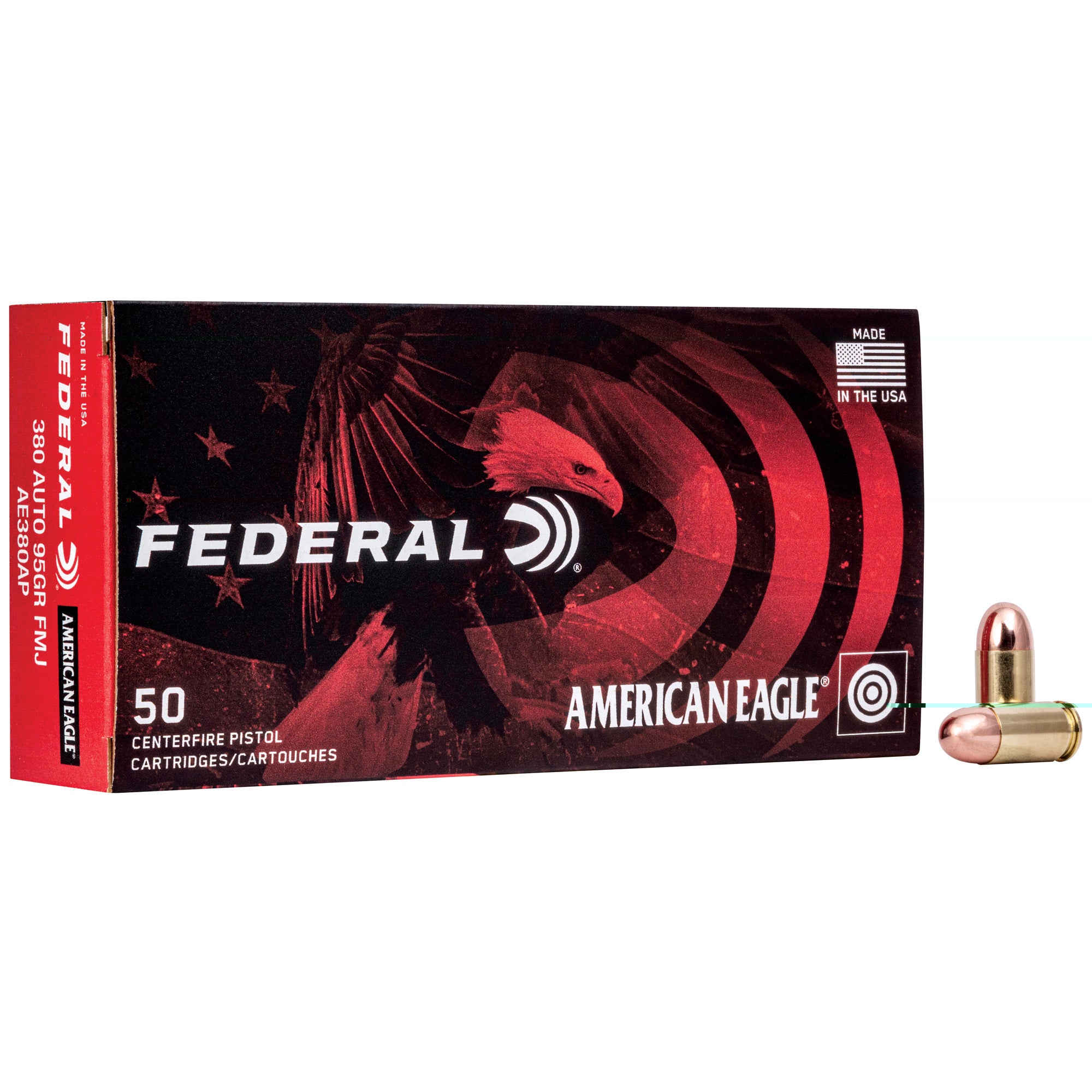 Fed Am Eagle 380acp 95gr Fmj 50/1000