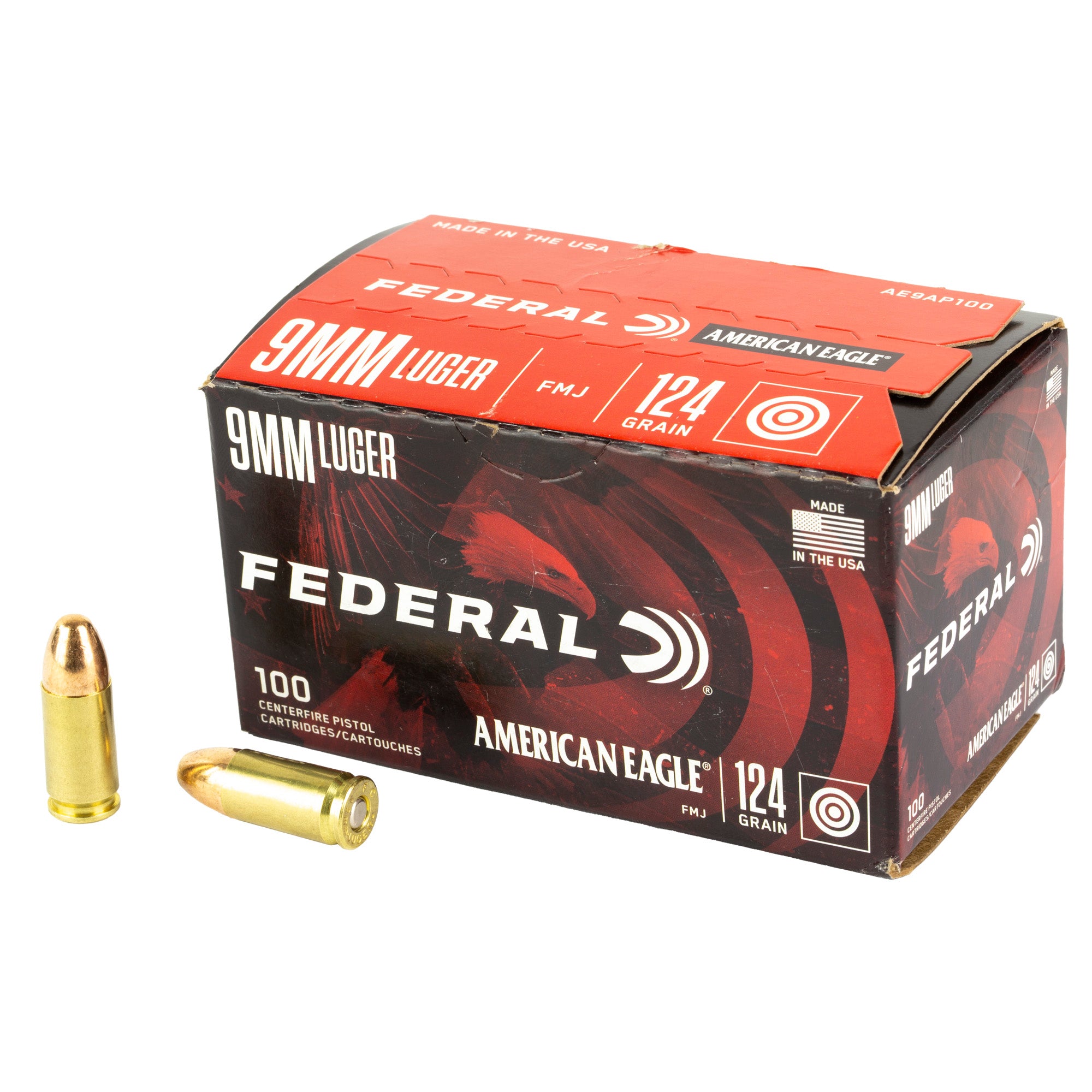 Fed Am Eagle 9mm 124gr Fmj 100rd