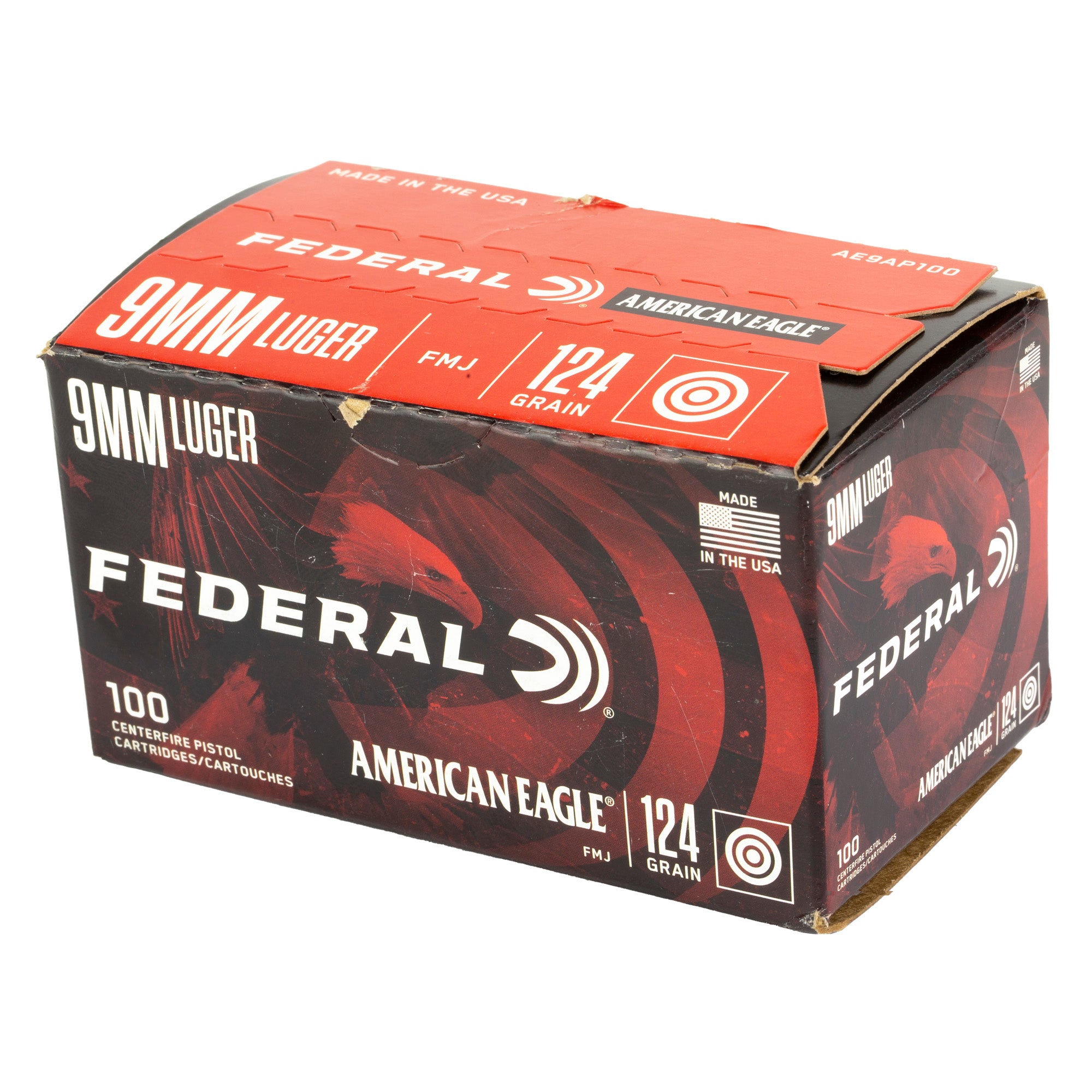 Fed Am Eagle 9mm 124gr Fmj 100rd