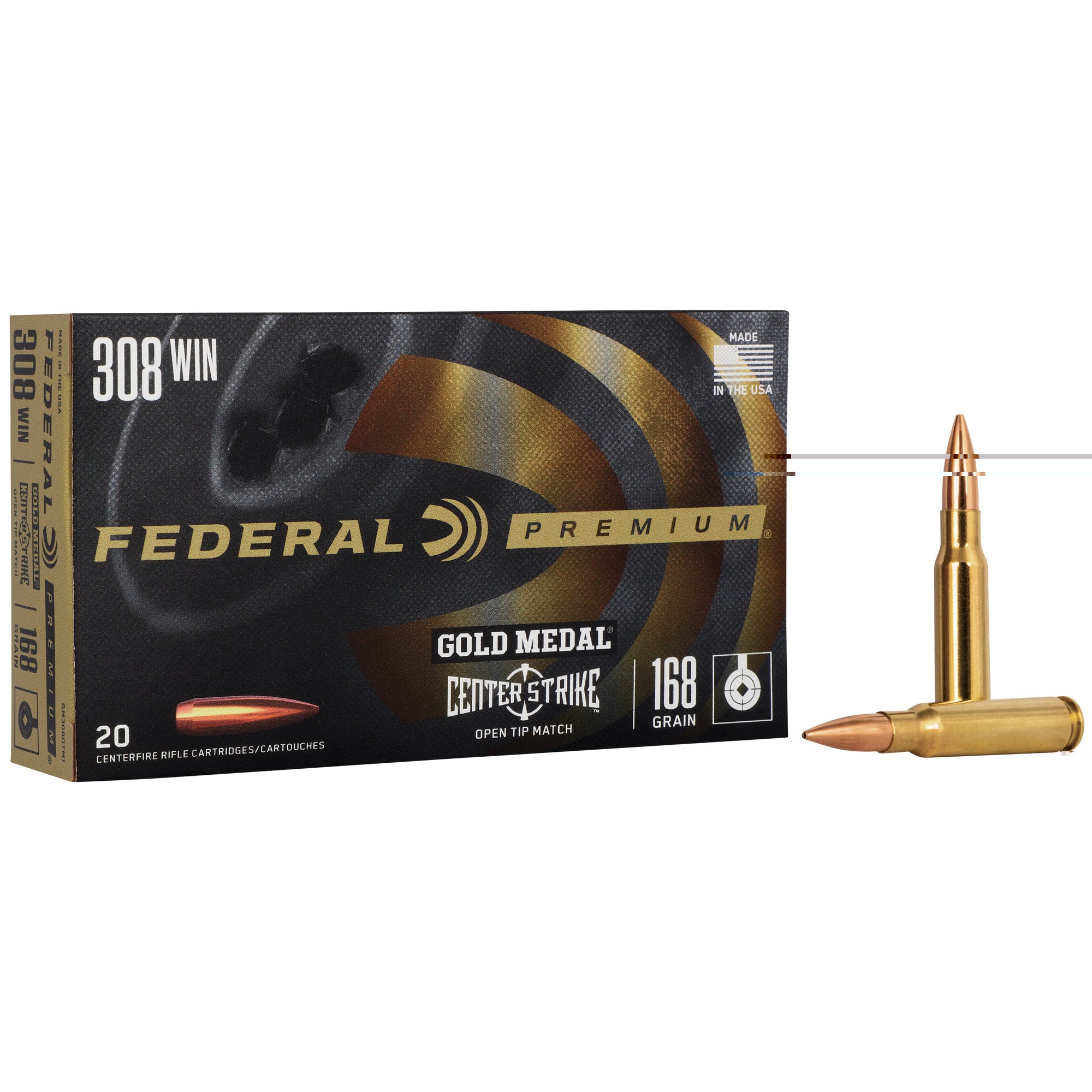 Fed Gold Mdl 308win 168gr Otm 20/200