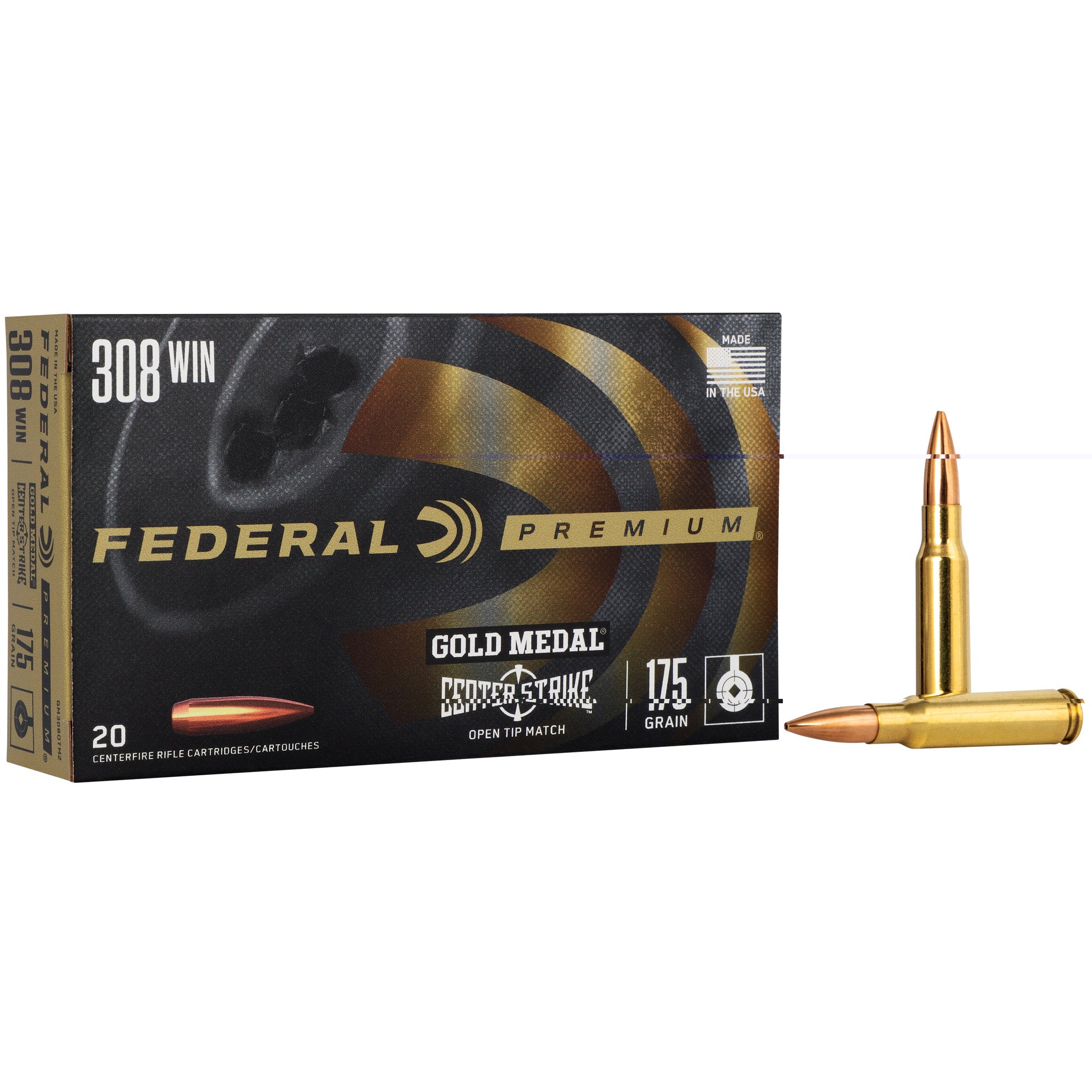 Fed Gold Mdl 308win 175gr Otm 20/200