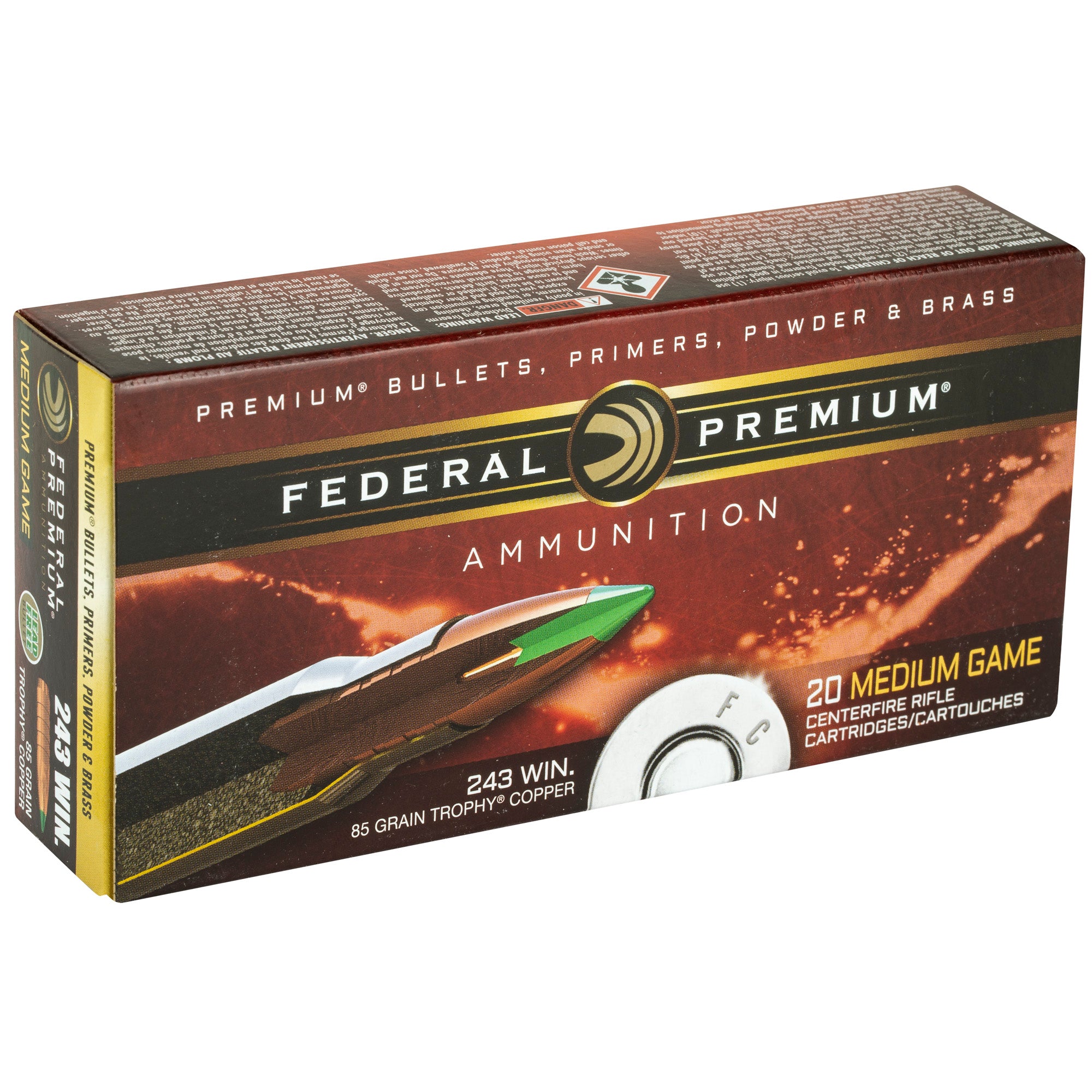 Fed Prm 243win 85gr Trphy Copper 20