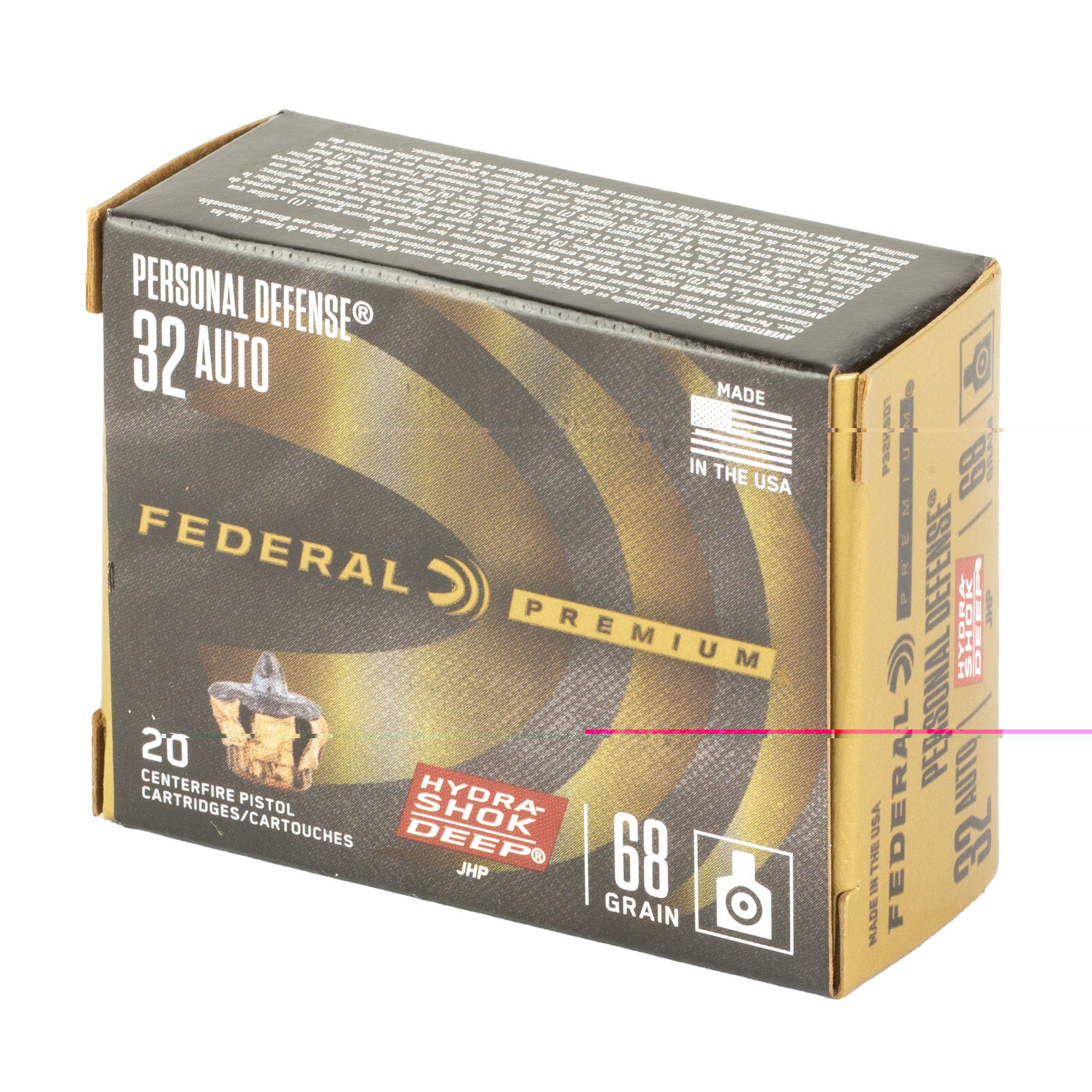 Fed Hydra Shok 32acp 68gr Jhp 20/200