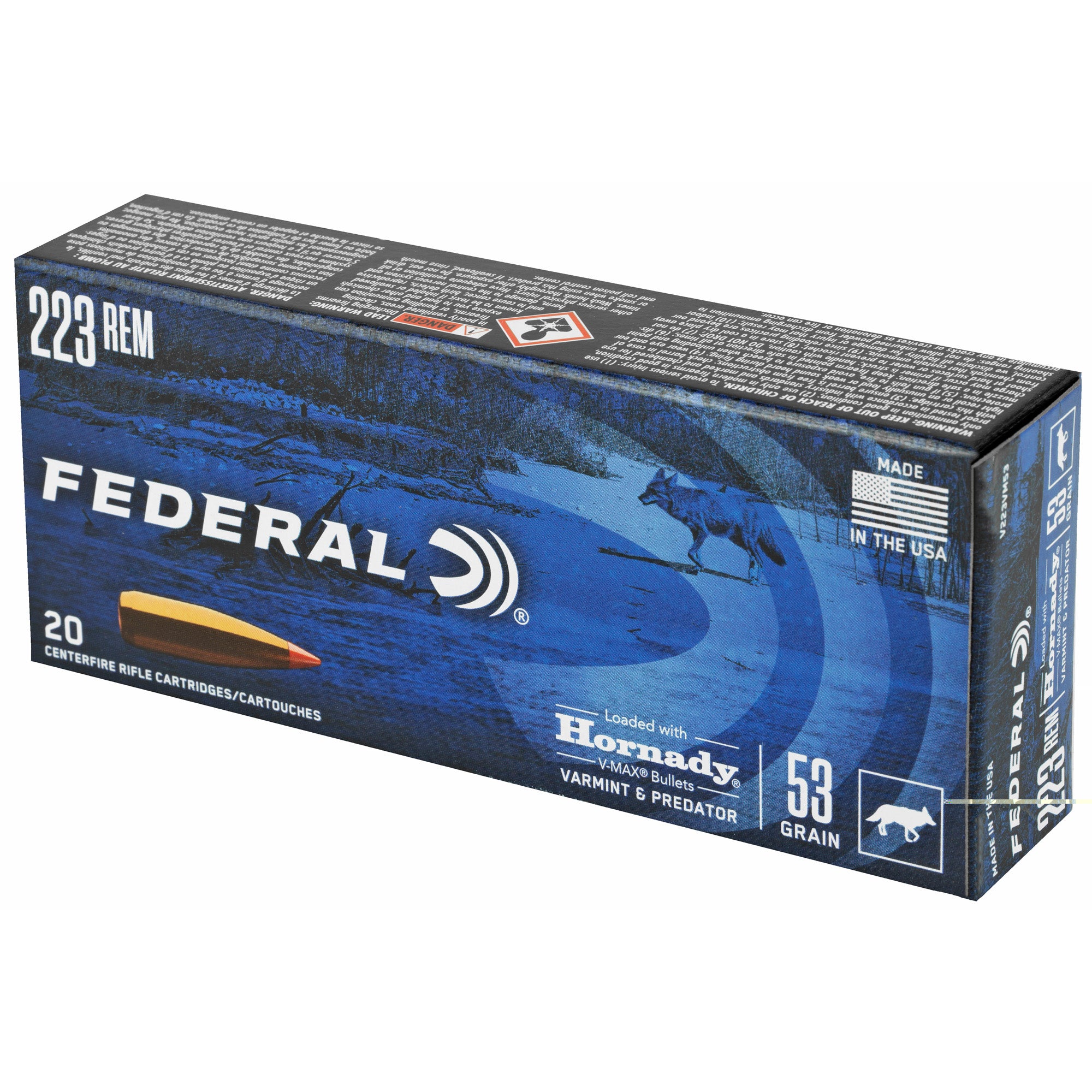 Fed V&p 223rem 53gr Hrndy V-max 20/2