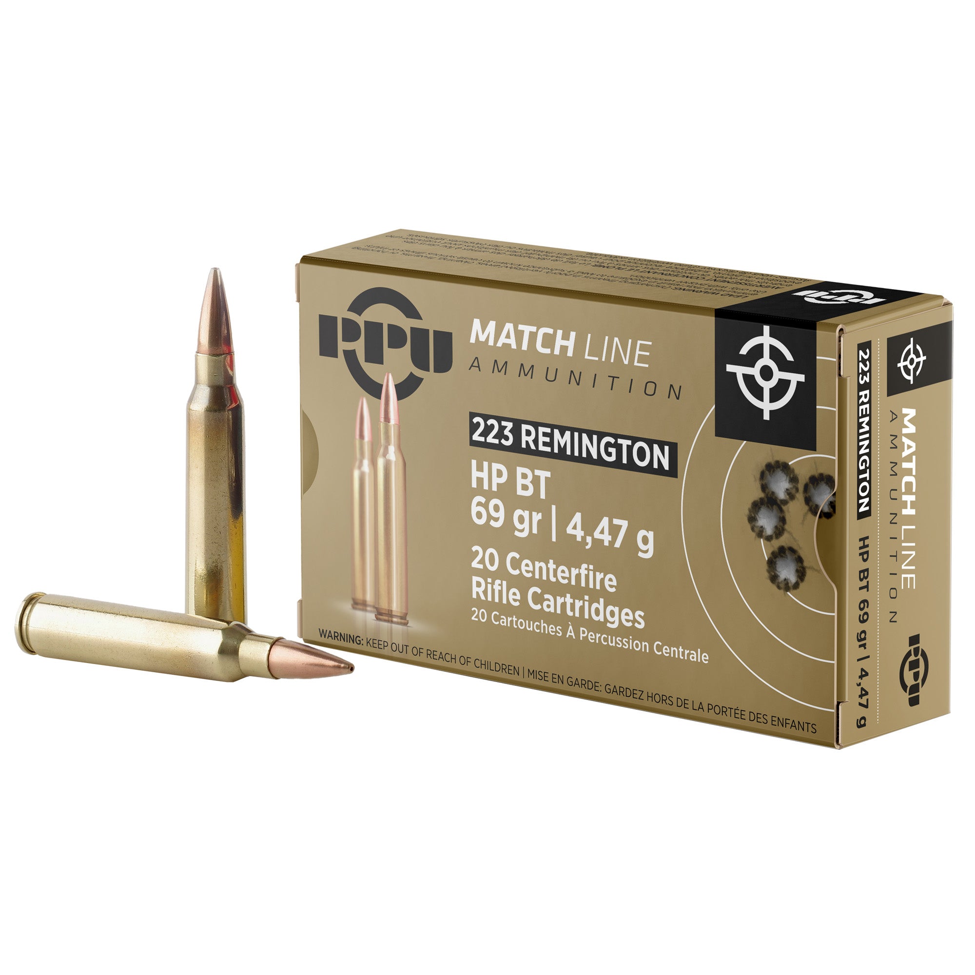 Ppu .223 Rem Match 69gr Hpbt 20/1000