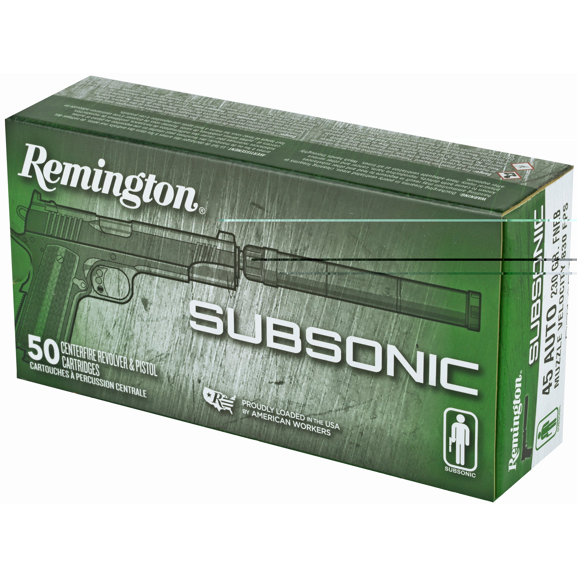 Rem Subsonic 45acp 230gr 50/500