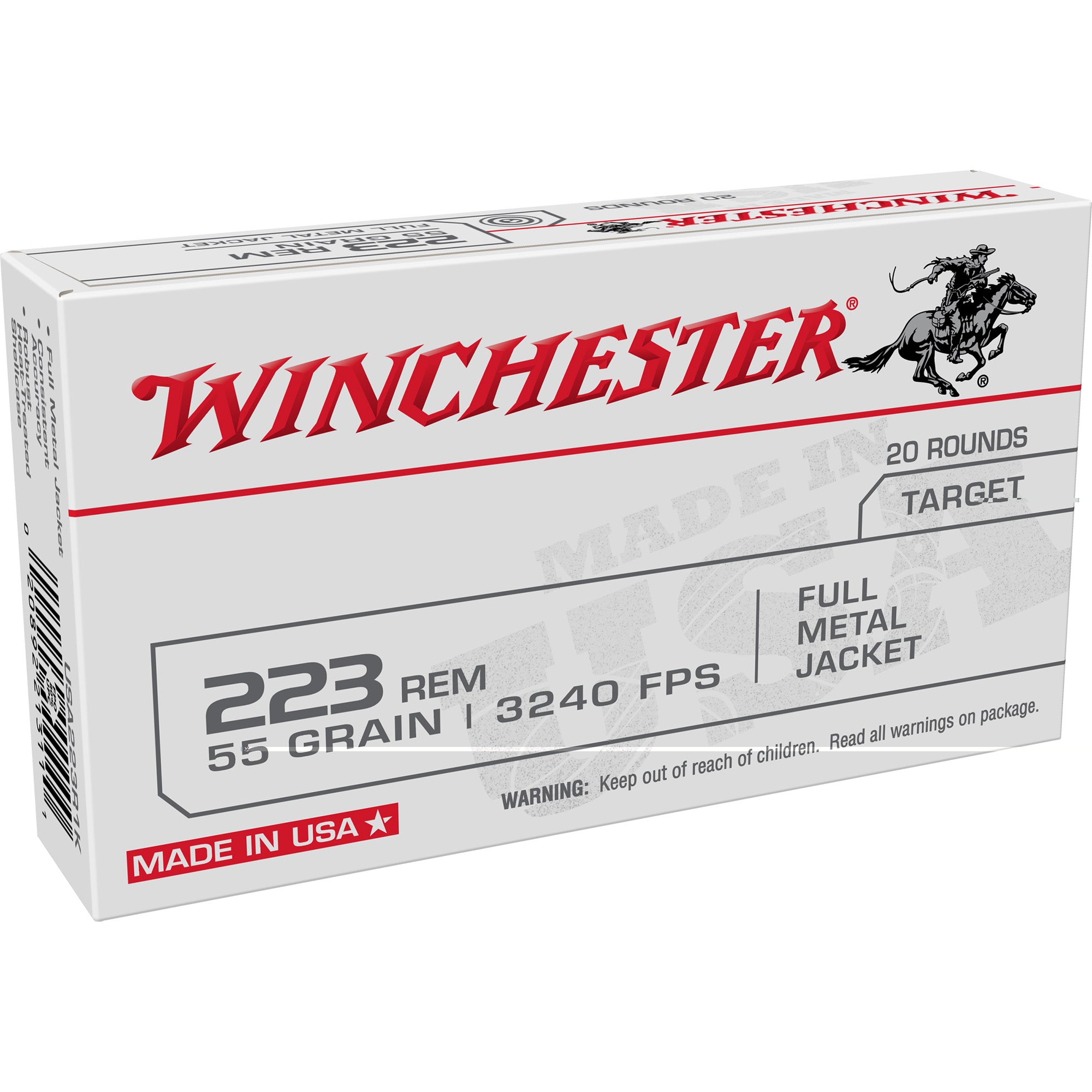 Win Usa Trgt 223rem 55gr Fmj 20/1000